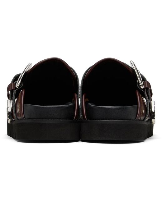 Toga Virilis Black Ssense Exclusive Burgundy Eyelet Metal Sabot Loafers for men