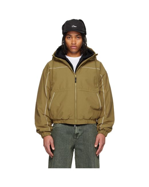 Dime Green Khaki Quilted Ripstop Puffer Jacket for men