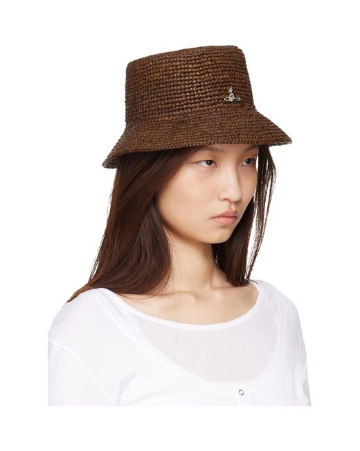 Vivienne Westwood Brown Raffia Bucket Hat