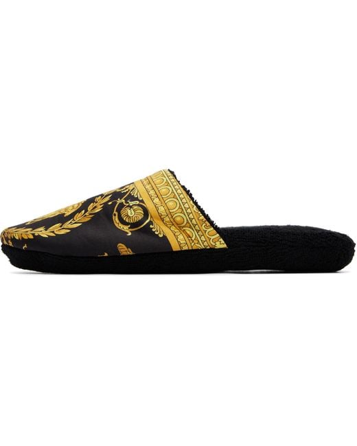 Versace Black 'I Heart Baroque' Slippers