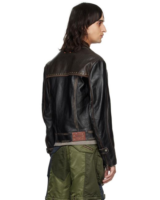 ANDERSSON BELL Black Vintage Leather Jacket for men