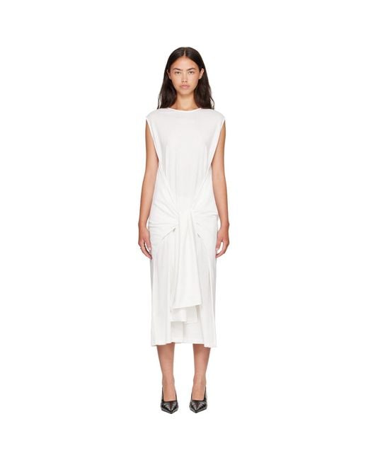 Totême White Tie-Waist Jersey Midi Dress