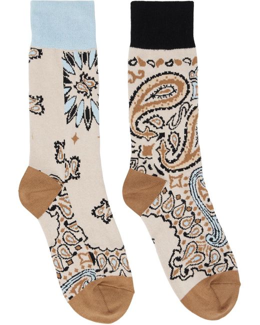 Sacai Multicolor Beige Bandana Socks for men