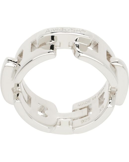 Ambush White 'A' Chain Ring for men