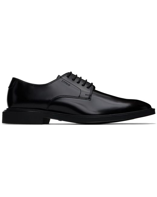 HUGO Black Logo-Embossed Derbys for men