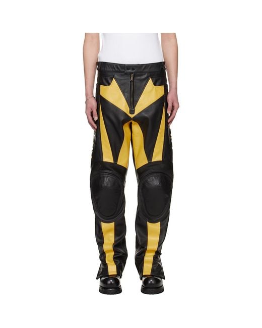 Lu'u Dan Multicolor Bruce Lee X Lựu Đạn & Moto Racing Leather Pants for men