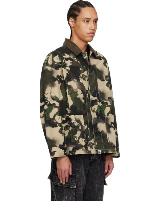 A Bathing Ape Black Map Camo Work Jacket for men