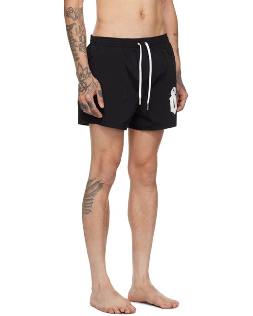 DSquared² Black Printed Swim Shorts for men