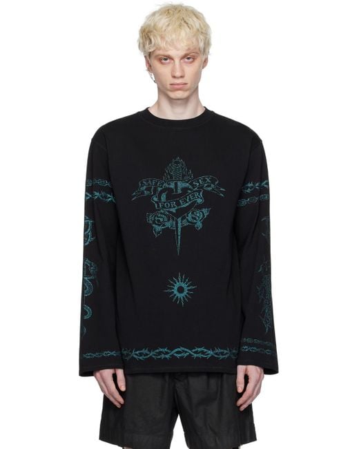 Jean Paul Gaultier Black Glitter Long Sleeve T-shirt for men