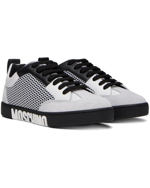 Moschino White & Black Side Logo Sneakers for men