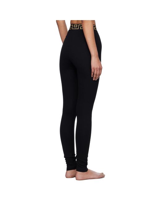 Versace Black Greca Border Leggings