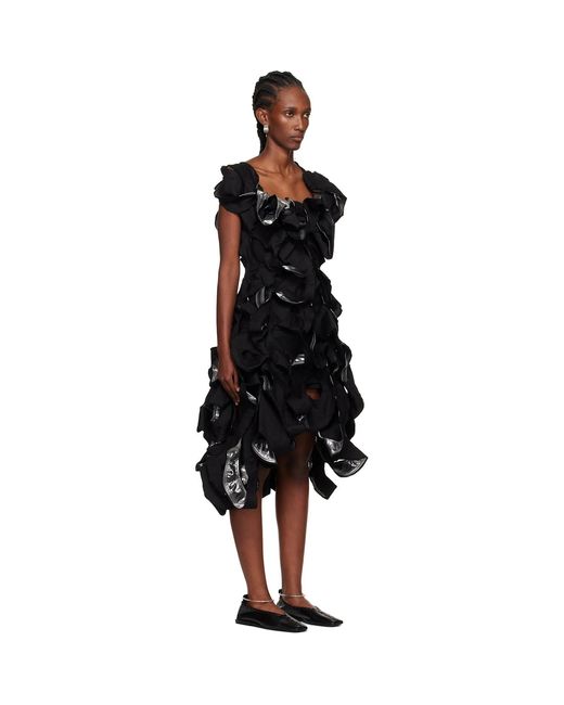 Yohji Yamamoto Black Gunmetal Cut-Out Midi Dress