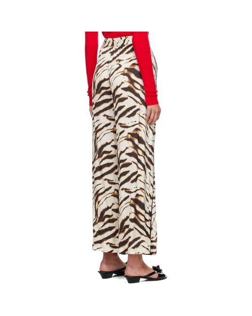 Ganni Multicolor Zebra Satin Lounge Pants