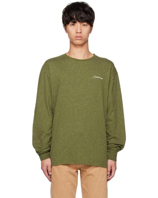 Saturdays NYC Green Speckled Chain Script Long Sleeve T-shirt for men