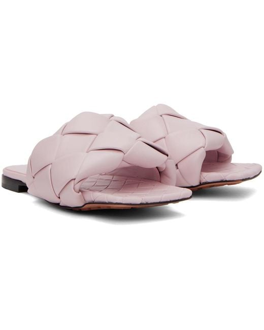 Bottega Veneta Black Pink Lido Flat Sandals