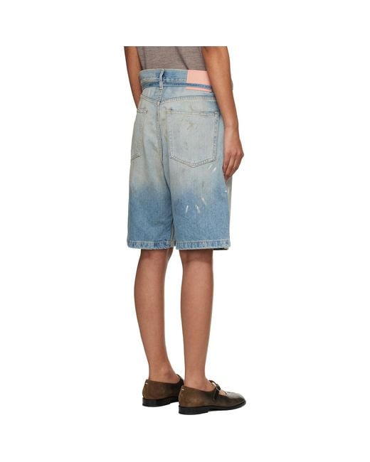 Acne Blue Belted Denim Shorts