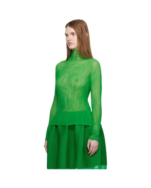 Issey Miyake Green Chiffon Twist 3 Top