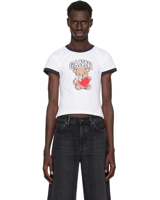 メンズ Ganni ホワイト Bear ベーシック ジャージ Tシャツ Black