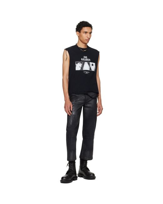 HYACYN Black Etteragic Denim Washed Waxed Jeans for men