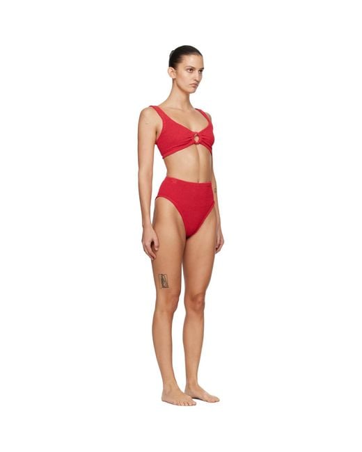 Hunza G Red Nadine Tonal Hoops Bikini
