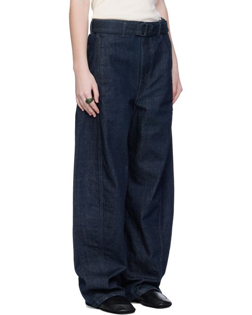 Lemaire Blue Twisted Belted Jeans
