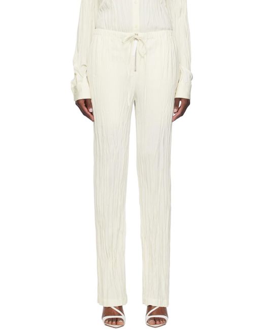 Pantalon de détente blanc cassé en satin froissé Helmut Lang en coloris Natural