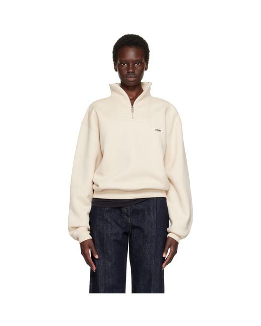 Jacquemus Natural 'The Gros Grain' Zipped-Rollneck Sweatshirt