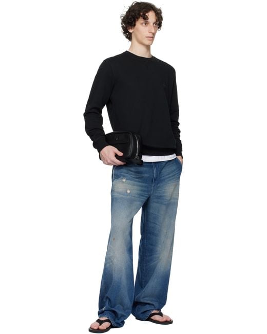 Boss Black Pebble-Grained Faux-Leather Wash Bag for men