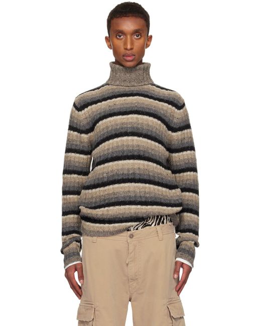 ERL Black Striped Wool-Blend Turtleneck Sweater for men