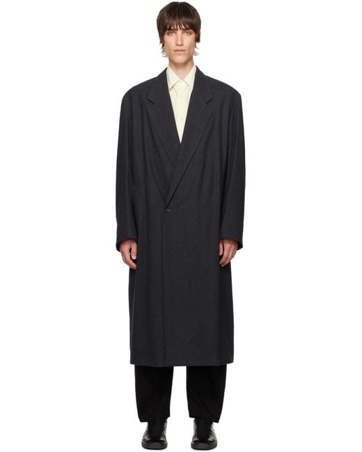 Lemaire Maxi Double Breasted Coat in Black for Men | Lyst