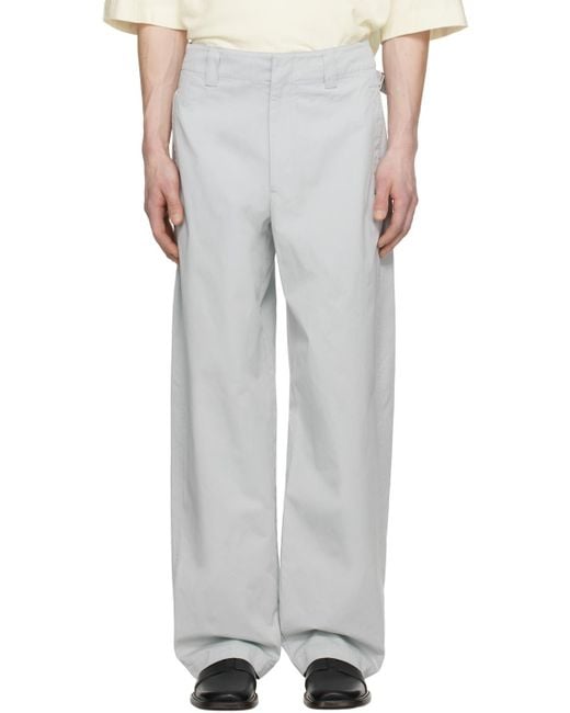 Lemaire White Maxi Trousers for men