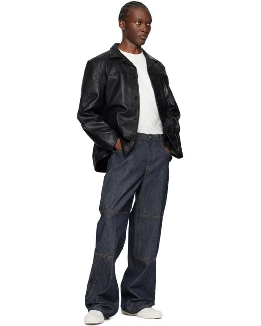 メンズ Nudie Jeans ブラック Ferry レザージャケット Black