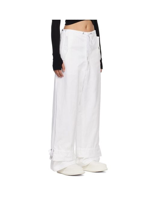 Dion Lee White Eyelet Tie Trousers