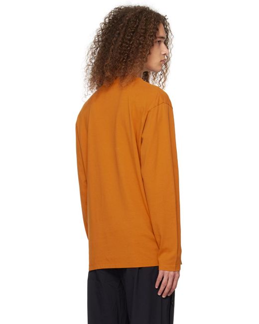 T-shirt à manches longues à logo imprimé Moncler pour homme en coloris Orange