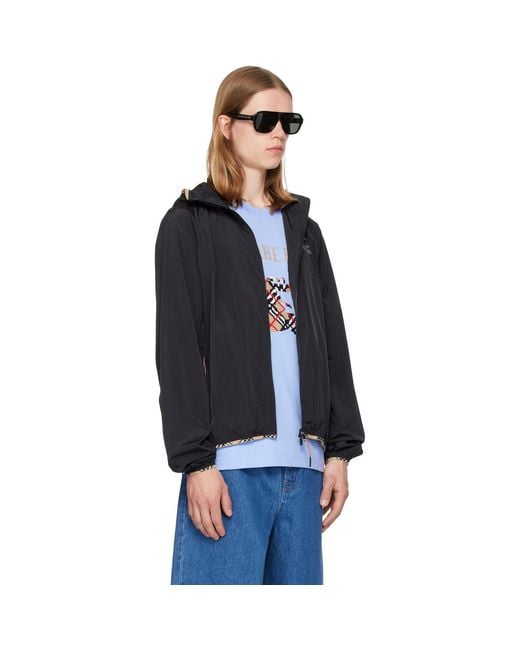Burberry Blue Nylon Hooded Jacket for men