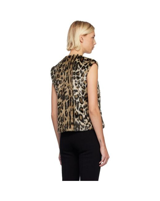Anna Sui Black Leopard Sleeveless Faux-Fur Top