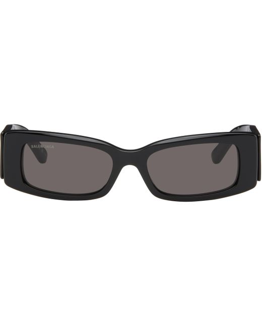 Balenciaga Black Rectangular Sunglasses for men
