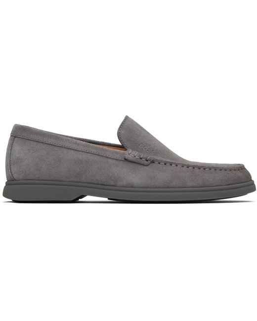 Boss Black Suede Contrast Sole Loafers for men
