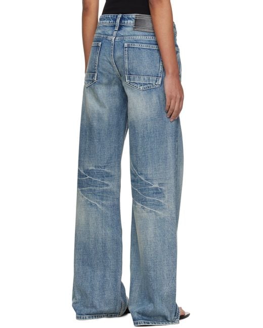 Fax Copy Express Blue '888' Low-Rise Loose Jeans