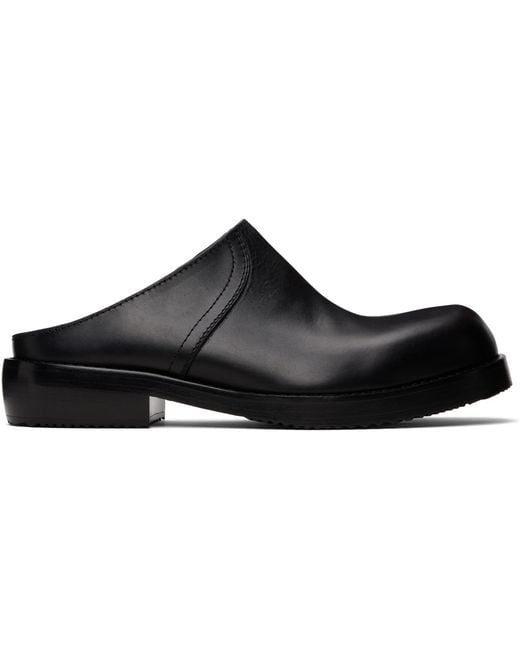 Dries Van Noten Black Leather Clog Loafers for men