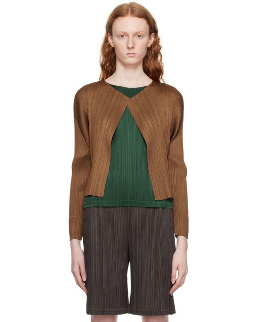 Pleats Please Issey Miyake Brown Monthly Colors February Cardigan