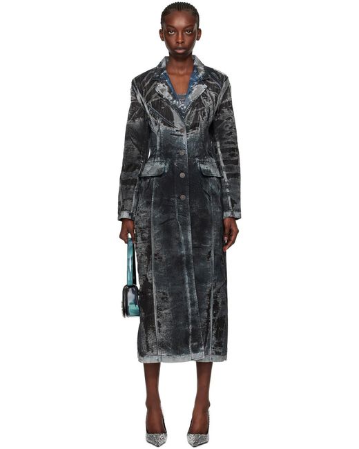 Manteau Pia-Fse noir et bleu en denim DIESEL en coloris Black