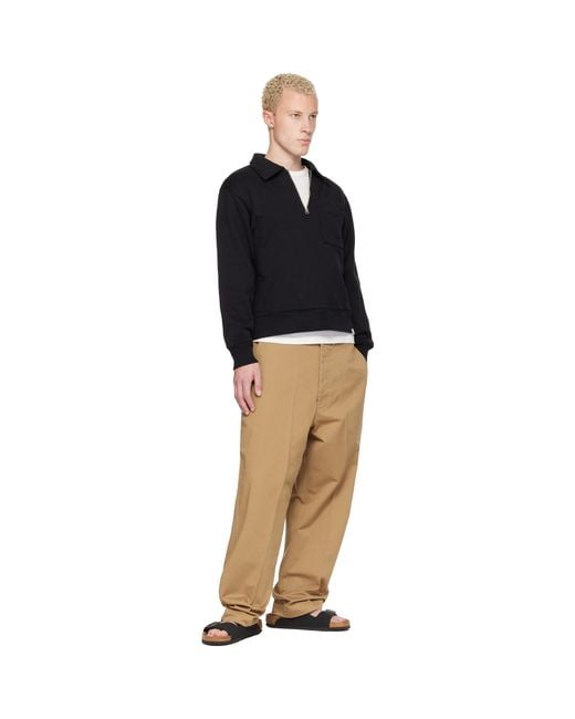 Merz B. Schwanen Natural Tan 1920S Cotton Twill Worker Chino Trousers for men