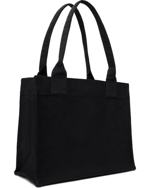 Ganni ブラック ラージ コントラストロゴ キャンバス トートバッグ Black