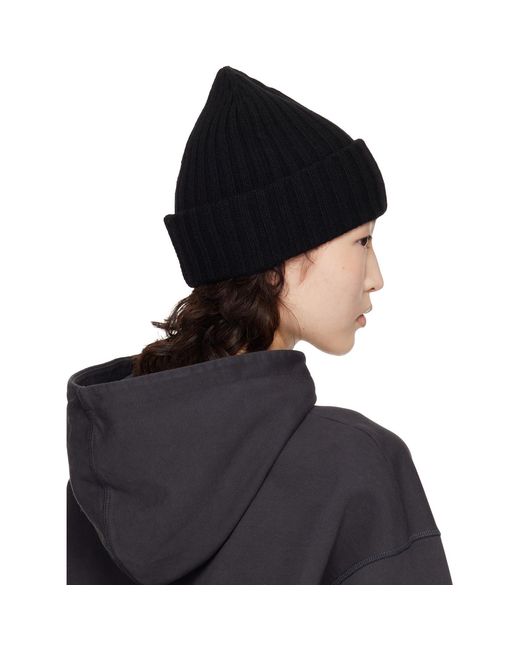 Ganni Black Wool Knit Beanie