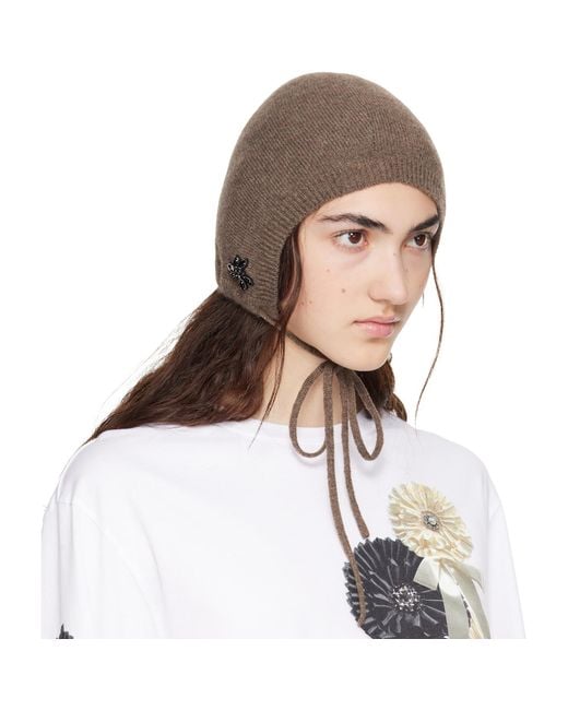 Simone Rocha Brown Taupe Cashmere Bonnet