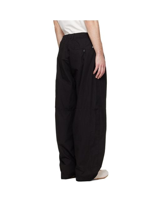 C P Company Black Micro-Reps Boxy Leg Pocket Lens Pants for men