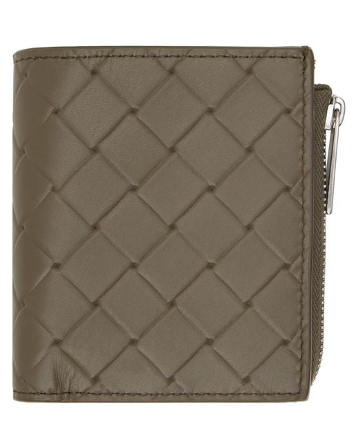 Bottega Veneta Green Khaki Intrecciato Stamp Bi-Fold Wallet for men