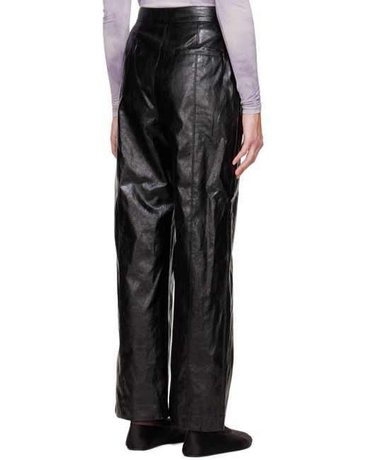 LVIR Black Grained Faux-leather Pants