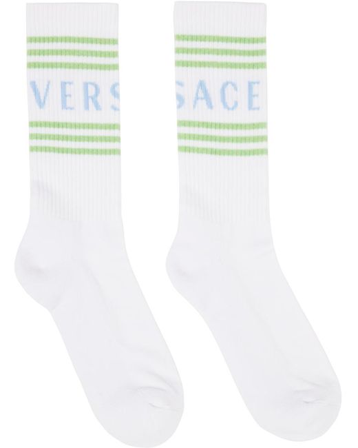 Versace White 90S Vintage Logo Socks for men